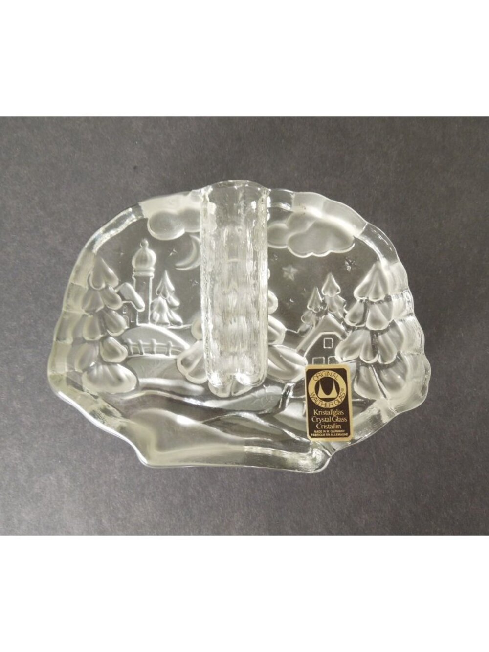 Vintage Walther Glas Crystal Glass Winter Scene Solifleur Bud Vase Germany 6"